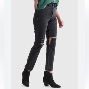 Lucky Brand Jeans High Rise Drew Mom Black Distressed 26